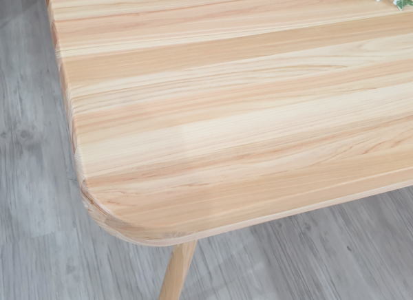 ナチュラルな天然木檜（ヒノキ）無垢材2枚重ね巾剥ぎ材天板テーブルリビングダイニングセットを入荷・検品・写真撮影  ブログ家具ののぐち